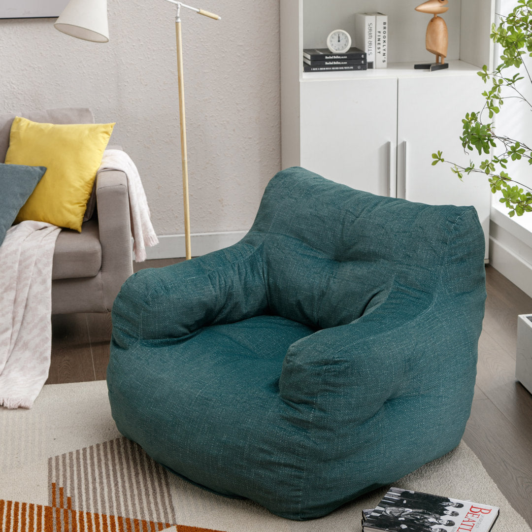 Medium Bean Bag Chair Viv + Rae™ Body Fabric: Green Linen