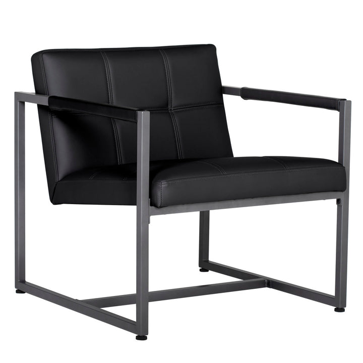 Holbeach 27.5" Wide Tufted Armchair Ivy Bronx Fabric: Black Faux Leather