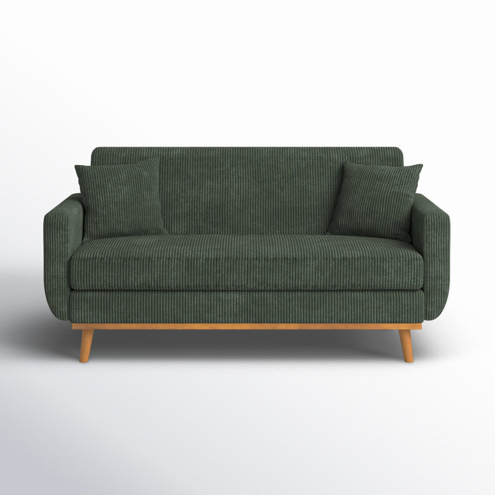 Artina 65'' Square Arm Loveseat Wade Logan® Fabric: Dark Green Corduroy