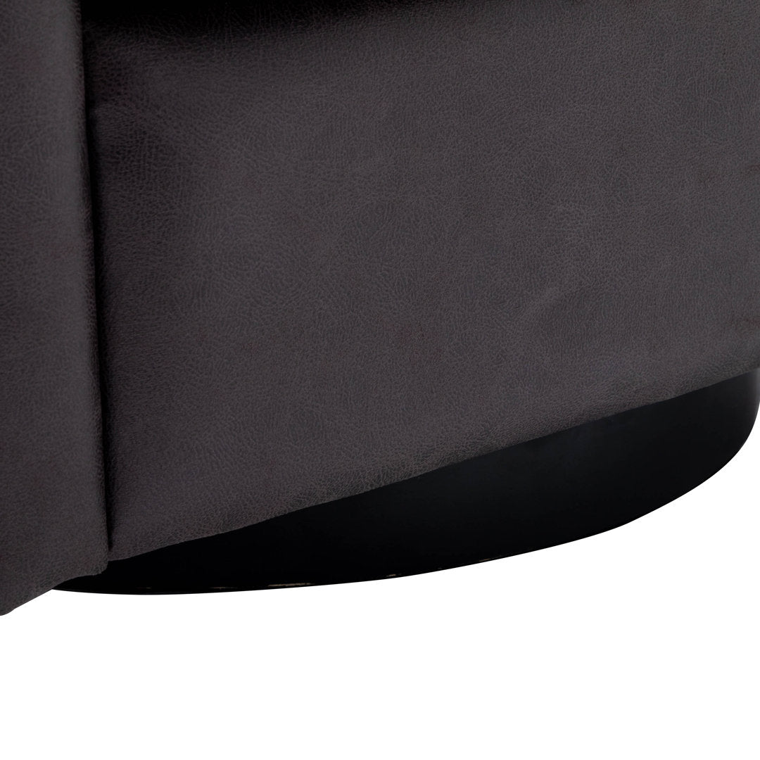 Kiersten 28.7" Wide Vegan Leather Swivel Barrel Chair Sand & Stable™ Leather Type: Pebble Charcoal Faux Leather