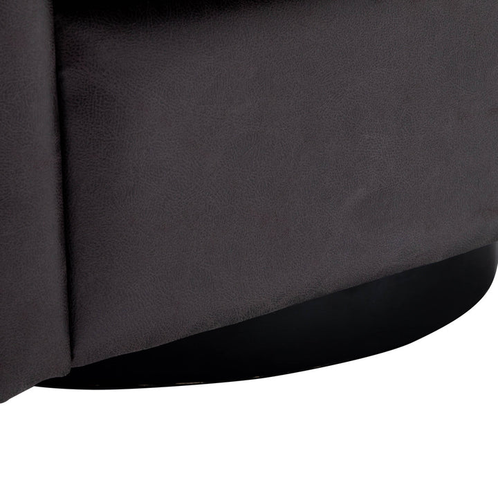 Kiersten 28.7" Wide Vegan Leather Swivel Barrel Chair Sand & Stable™ Leather Type: Pebble Charcoal Faux Leather