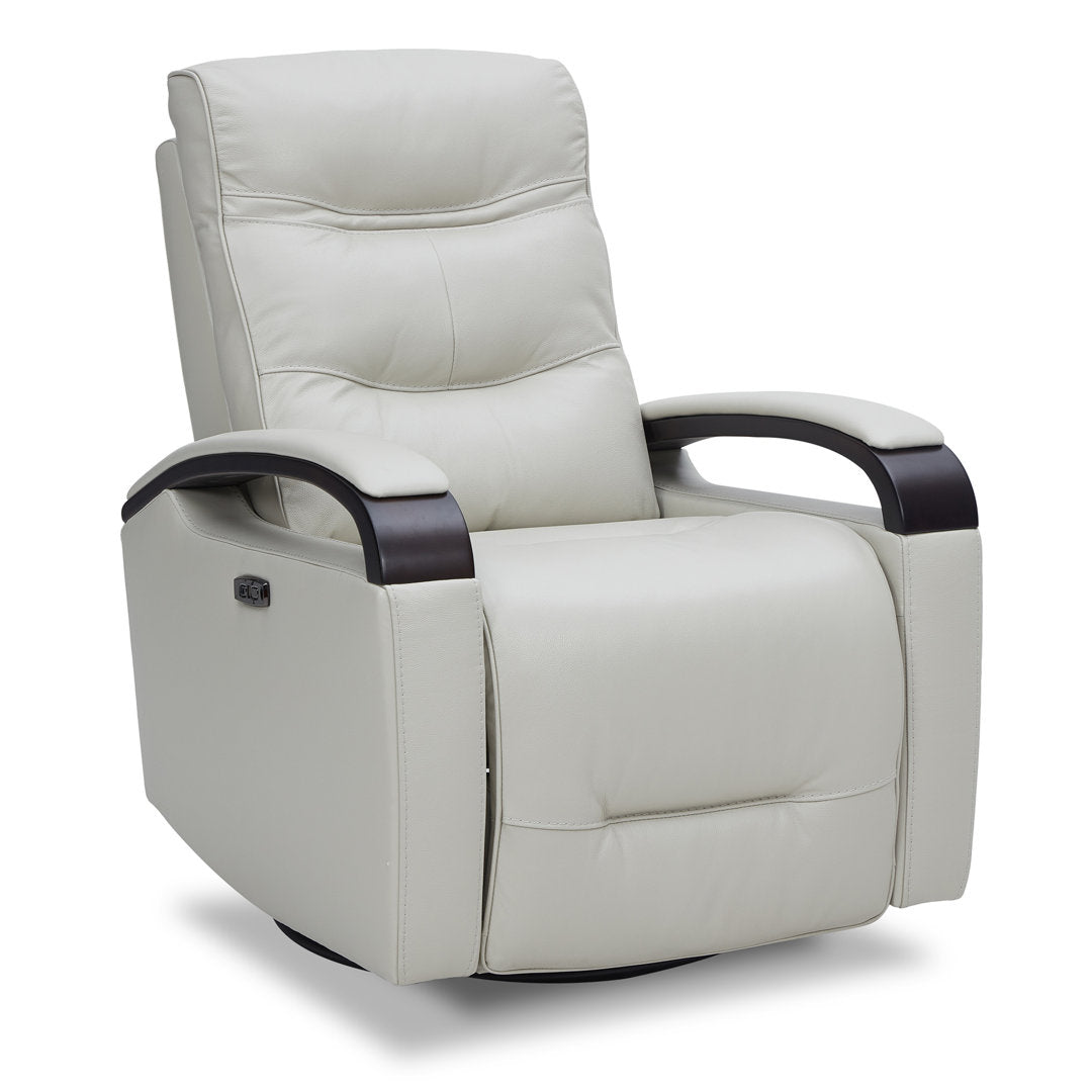 Elvina Genuine Leather Swivel Power Recliner Latitude Run® Upholstery Color: Light Gray