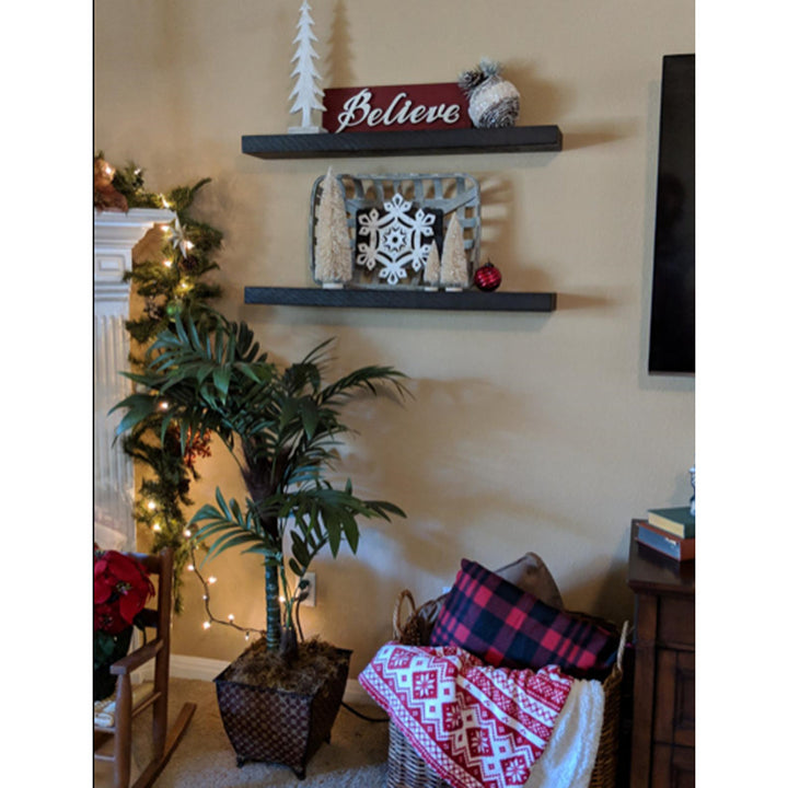 Eneas Pine Solid Wood Floating Shelf Millwood Pines Size: 2" H x 30" W x 6" D Finish: Black