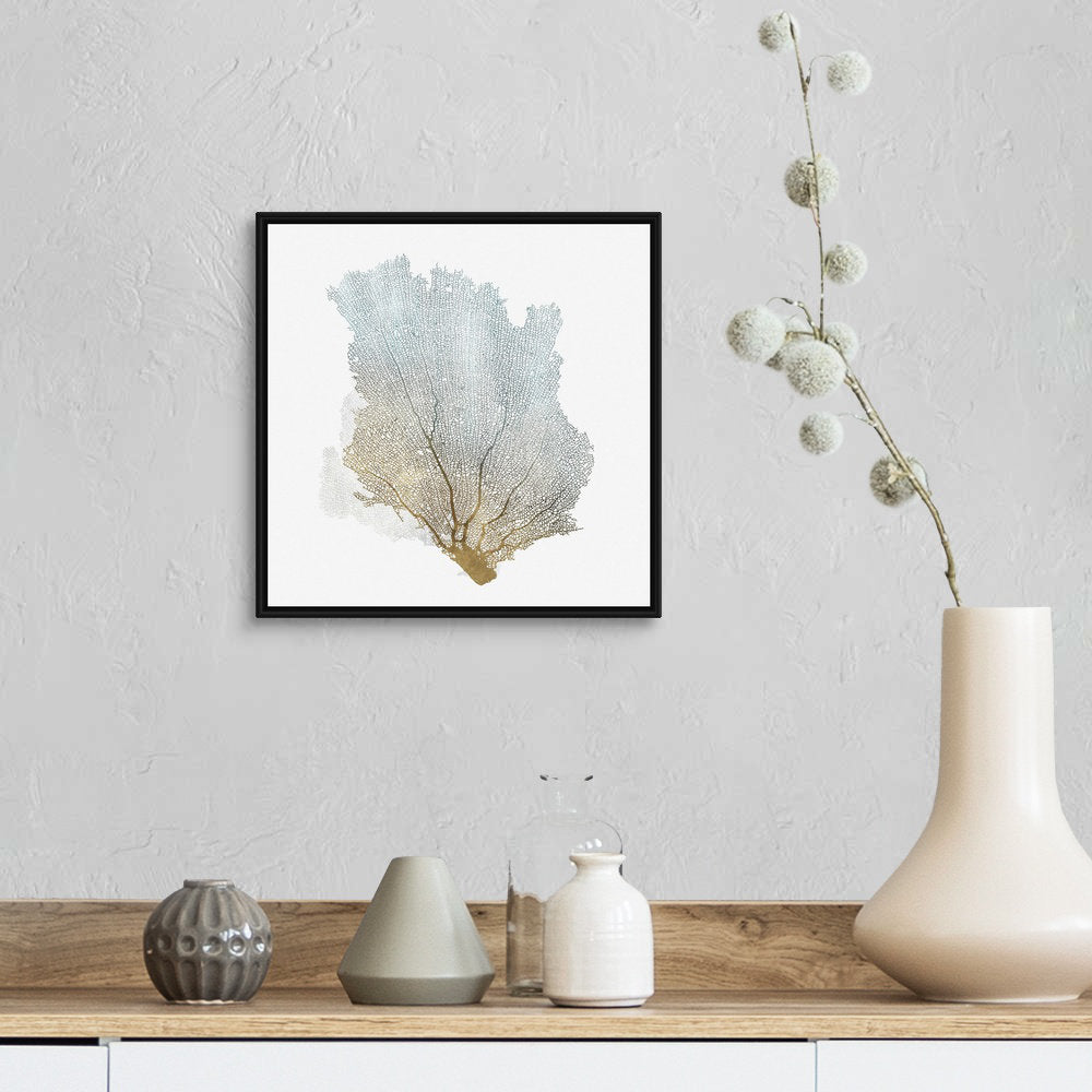 Delicate Coral I by Isabelle Z - Painting Print on Canvas Beachcrest Home™ Size: 14" H x 14" W x 1.75" D Format: Black Floater Framed Canvas