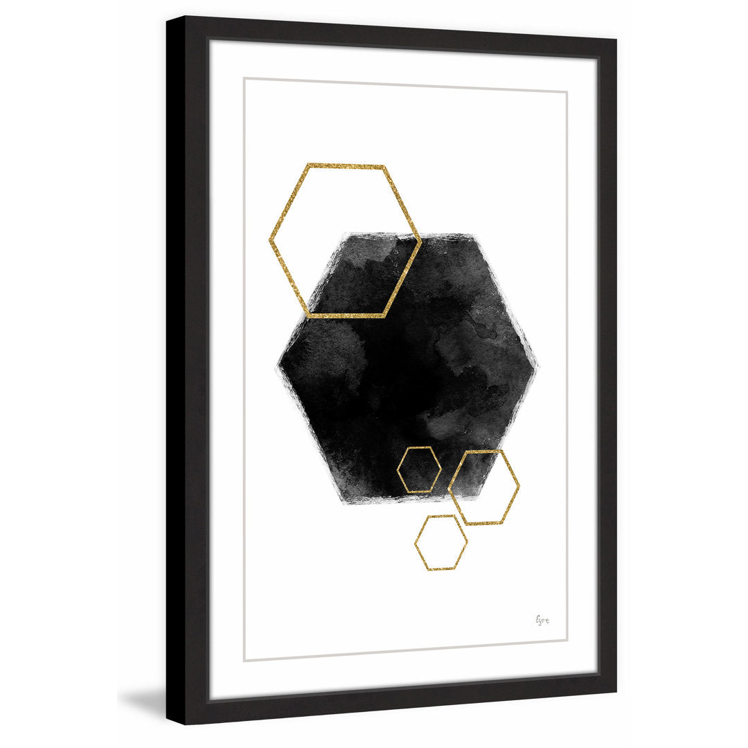 Black Hole Hexagon by Eyre Tarney Picture Frame  Print Etta Avenue™ Teen Size: 18" H x 12" W x 1.5" D
