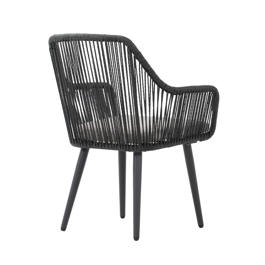 Cassil Patio Dining Armchair with Cushion (Set of 2) Wade Logan® Frame Color/Cushion Color: Black Frame/Light Gray Cushion