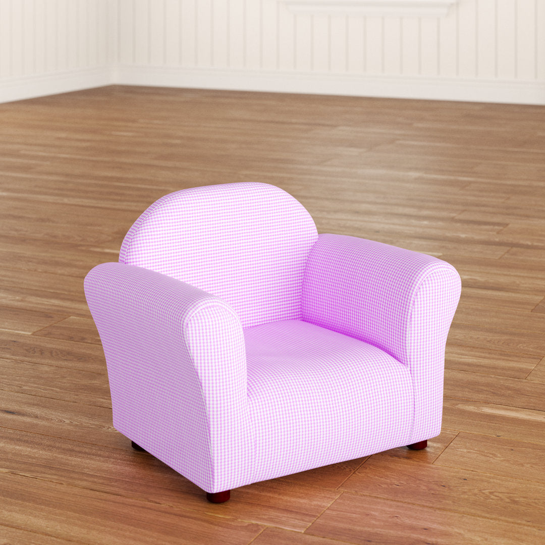 Weybridge Kid's Club Chair Gingham Pattern Gemma Violet Color: Pink
