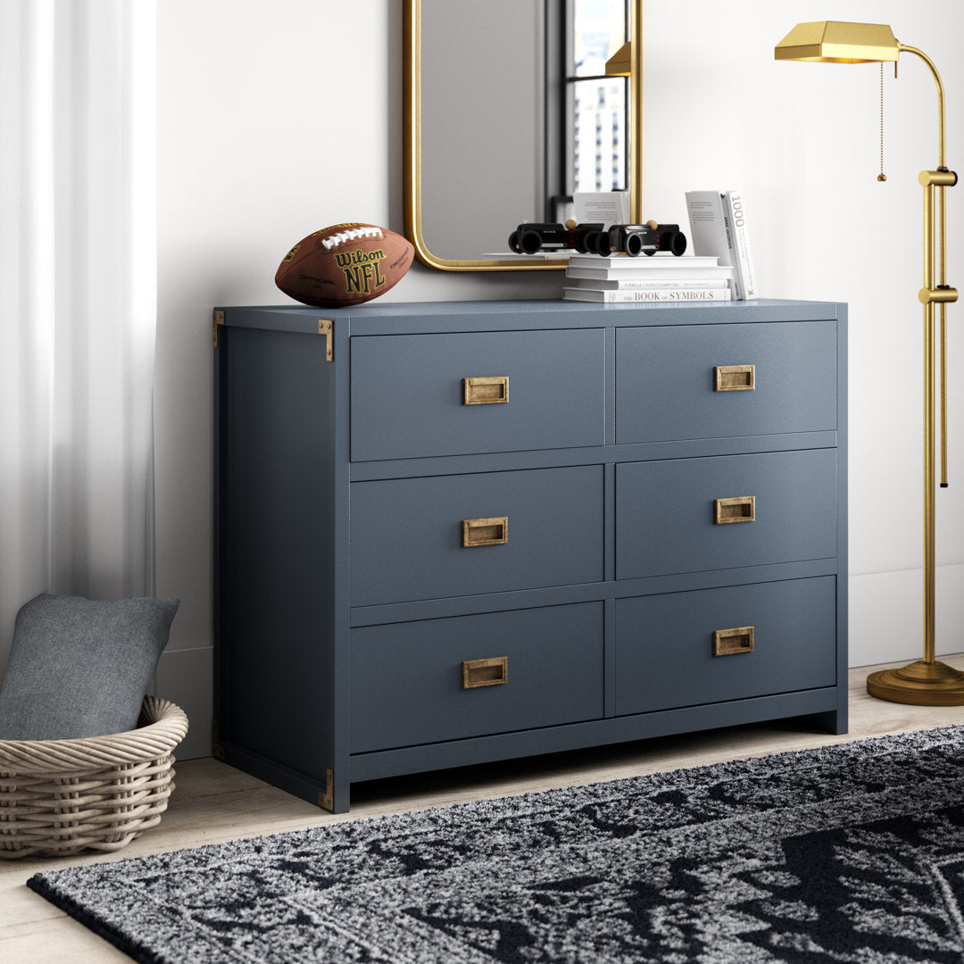 Hubble 6 Drawer Double Dresser Viv + Rae™ Color: Graphite Blue
