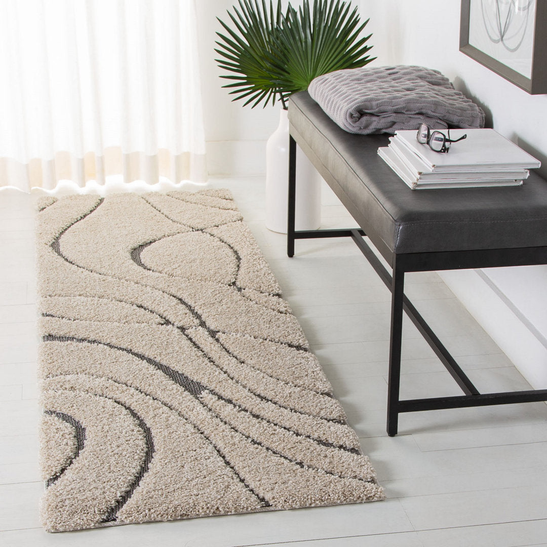 Ashal Abstract Cream/Gray Area Rug Wade Logan® Rug Size: Runner 2'3" x 15'
