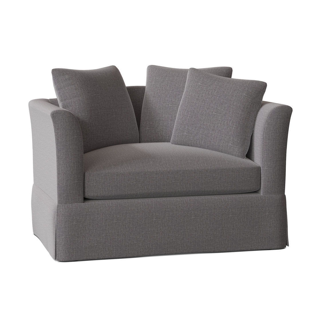 Charlene 50" Wide Armchair Highland Dunes Body Fabric: Macarena Slate, Throw Pillow Fabric: Bevin Marble