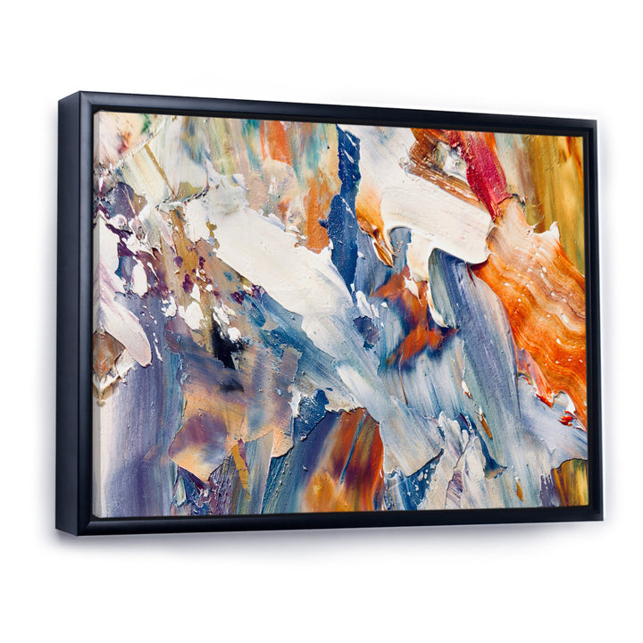 Colorful Abstract Painting Strokes XII - Print on Canvas Wrought Studio™ Size: 16" H x 32" W x 1" D Format: Black Floater Framed