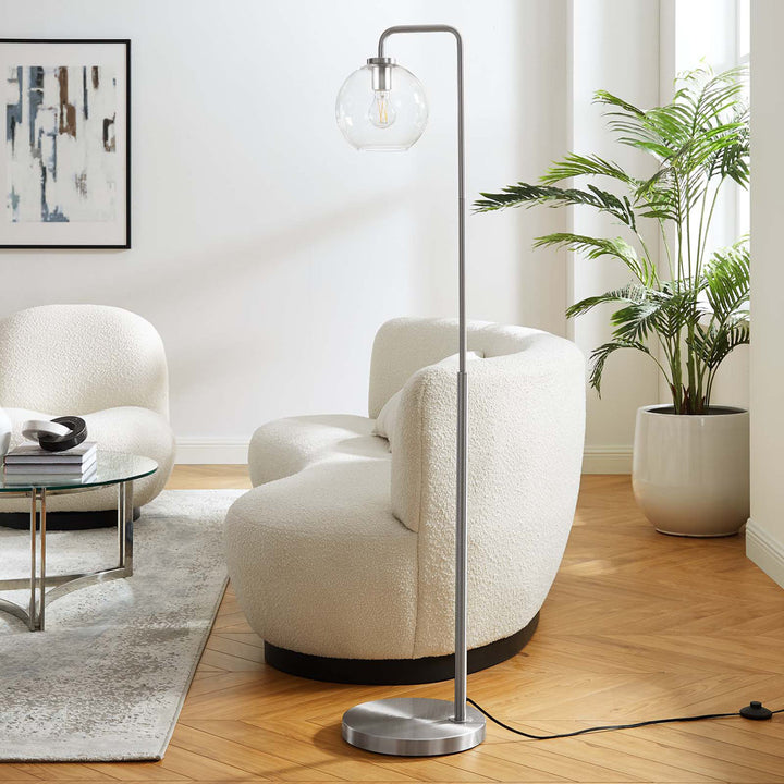 Modway Silo Glass Globe Glass and Metal Floor Lamp Modway Base Finish: Satin Nickel