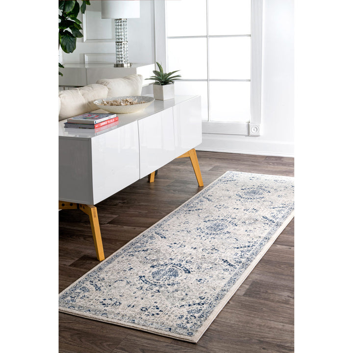 Kristine Power Loom Performance Oriental Blue Rug One Allium Way® Rug Size: Runner 2'6" x 10'