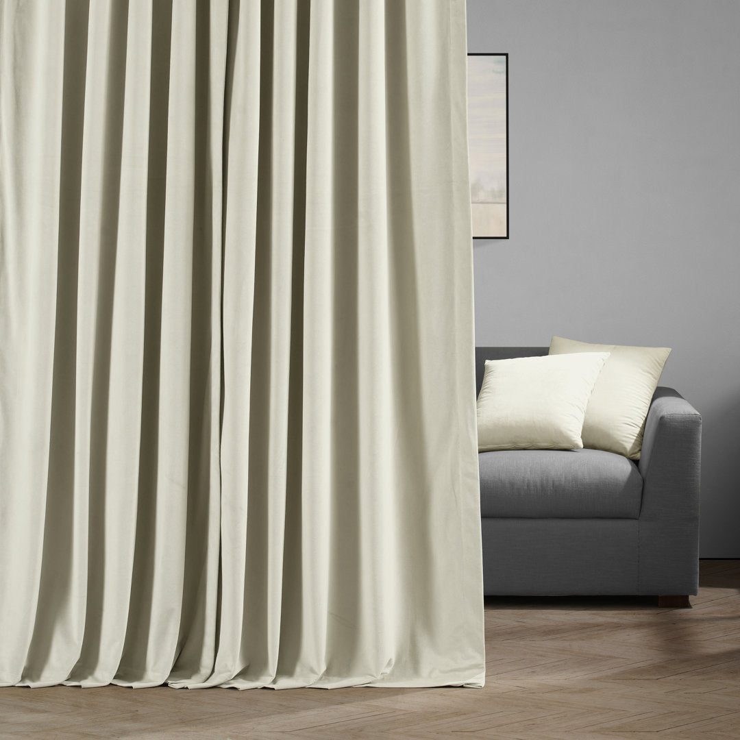 Olivia Signature Thermal Lined 100% Blackout Velvet Curtains for Bedroom & Living Room Curtains Single Panel Window Curtains Gracie Oaks Curtain Color: Off White Size per Panel: 50"W x 63"L
