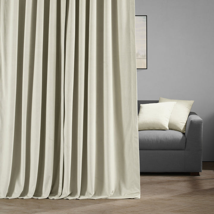 Olivia Signature Thermal Lined 100% Blackout Velvet Curtains for Bedroom & Living Room Curtains Single Panel Window Curtains Gracie Oaks Curtain Color: Off White Size per Panel: 50"W x 63"L