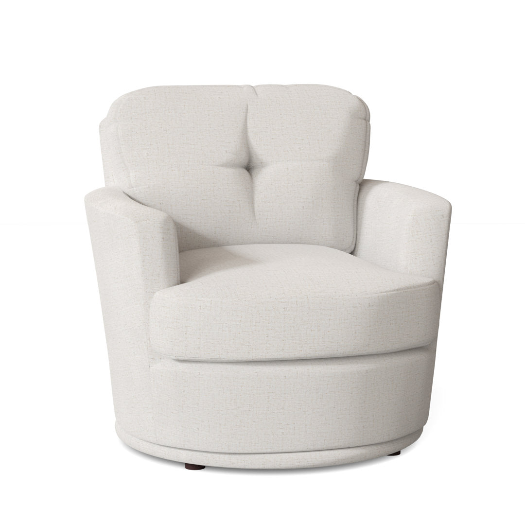 Towry 36" Wide Tufted Swivel Armchair Wade Logan® Fabric: Laguna Blue Floral Performance