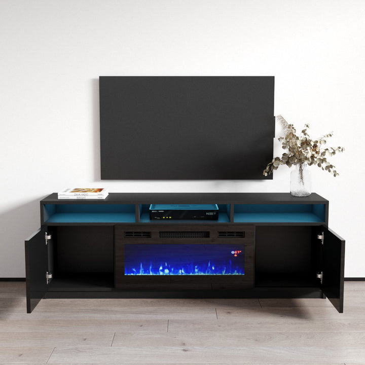 Anirudh TV Stand for TVs up to 70" with Electric Fireplace Included Ivy Bronx Color: Black