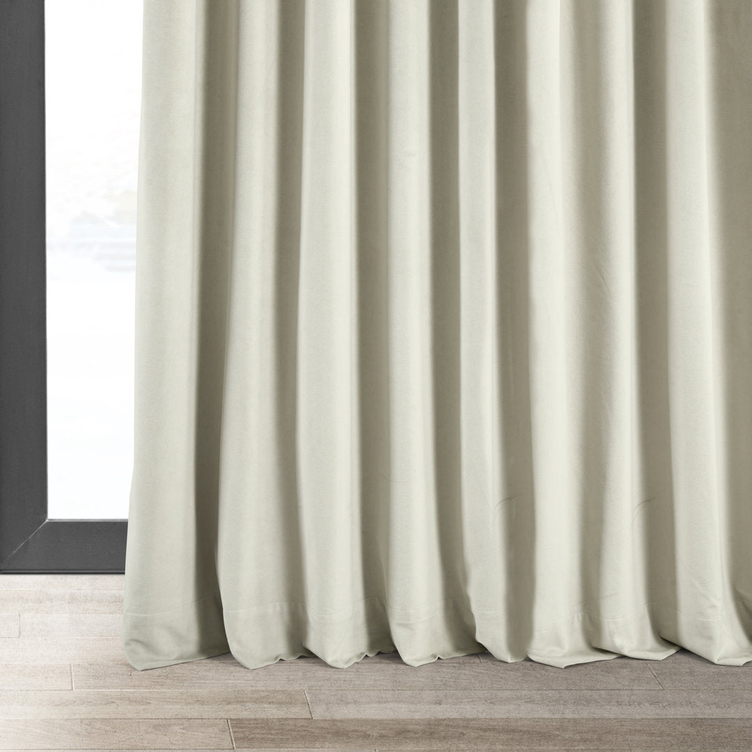 Olivia Signature Thermal Lined 100% Blackout Velvet Curtains for Bedroom & Living Room Curtains Single Panel Window Curtains Gracie Oaks Curtain Color: Off White Size per Panel: 50"W x 63"L