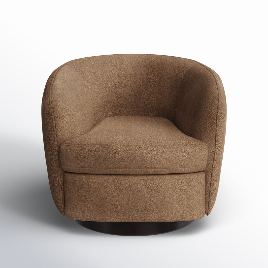 Marcy Upholstered Swivel Barrel Chair Joss & Main Leg Color: Espresso Fabric OR Leather Type: Elite Camel