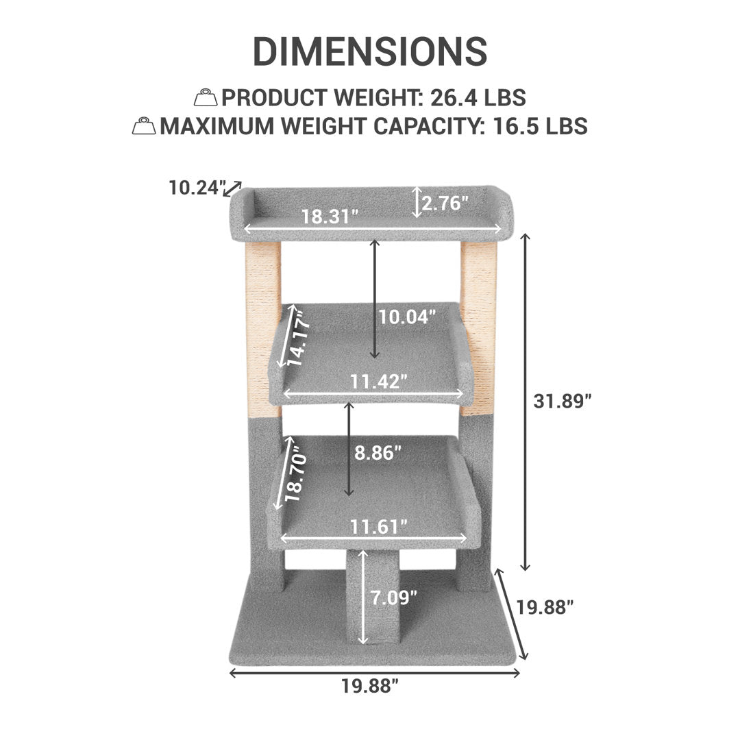 31.3" Towcester Cat Tree, Climbing Tower Cat Condo Tucker Murphy Pet™ Color: Gray