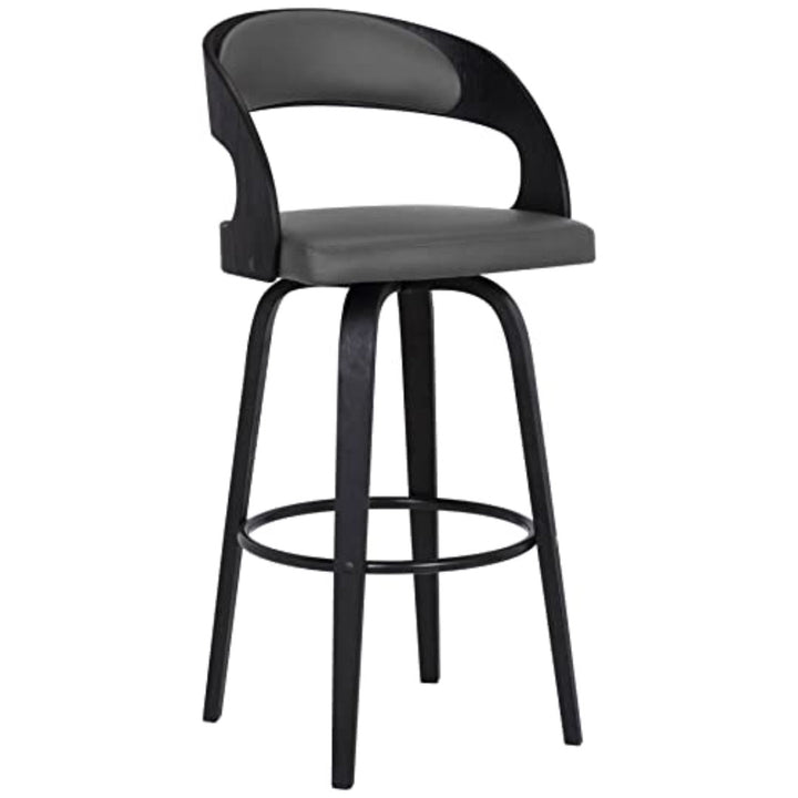 Pensacola Mid-century Swivel Counter Height Bar Stool Corrigan Studio® Upholstery: JY Grey Faux Leather, Seat Height: Bar Stool (30" Seat Height)
