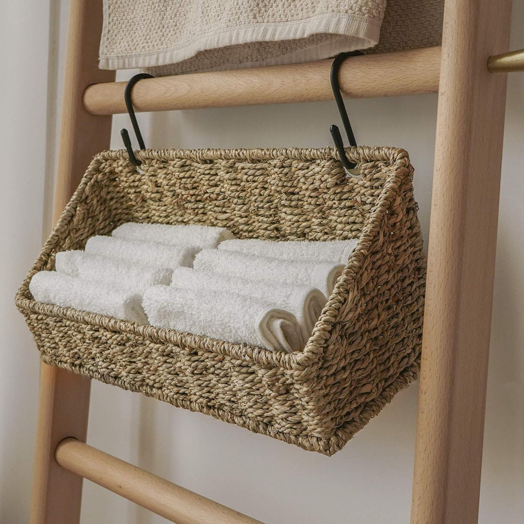 Seagrass Wall Organizer with Wall Baskets (Set of 2) AKLOV