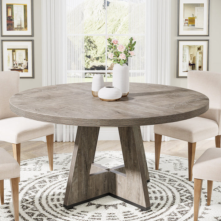 47 Inch Round Dining Table for 4 Farmhouse Kitchen Table Ebern Designs Color: Gray