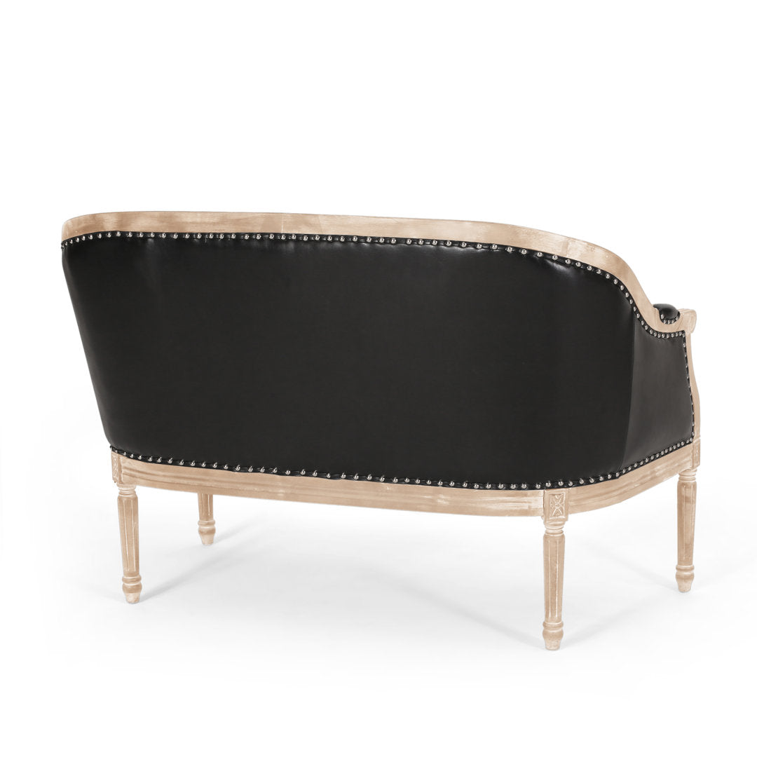 Atenea 49.5'' Upholstered & Birch Wood Loveseat August Grove® Upholstery Color: Midnight Black