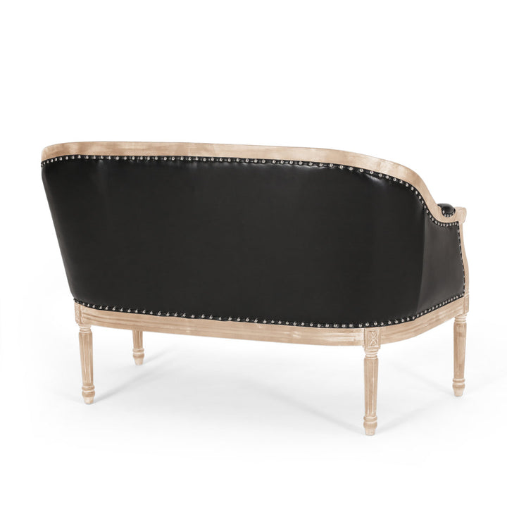 Atenea 49.5'' Upholstered & Birch Wood Loveseat August Grove® Upholstery Color: Midnight Black