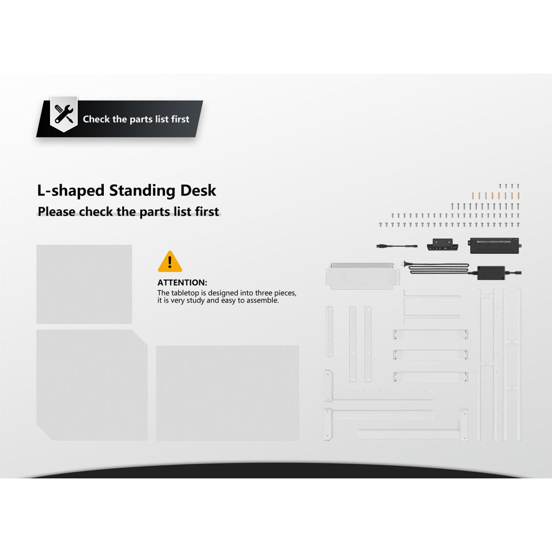 Juilo Height Adjustable L-Shape Standing Desk Inbox Zero