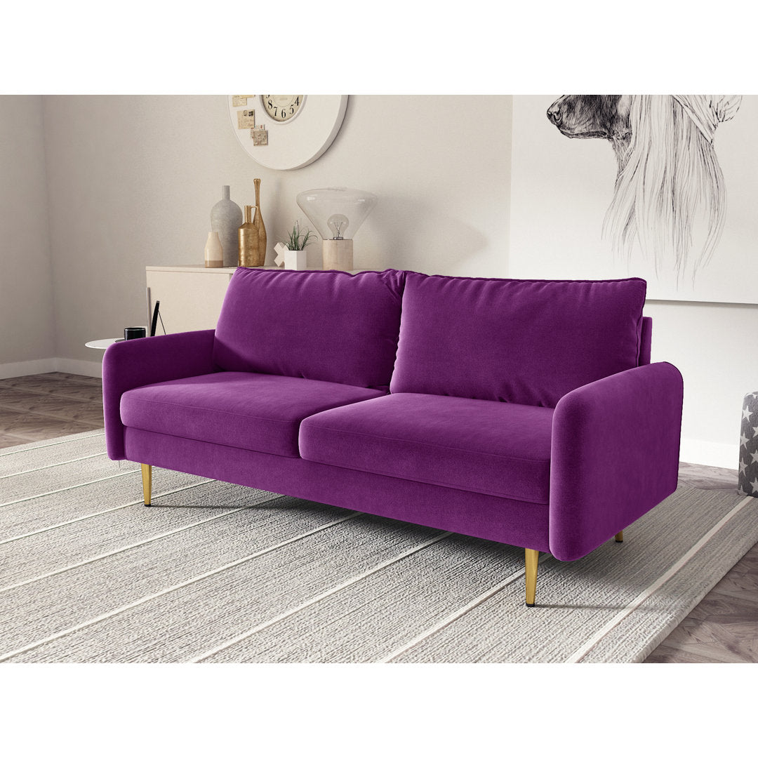 Javonta 70'' Upholstered Sofa Everly Quinn Fabric: Eggplant Velvet