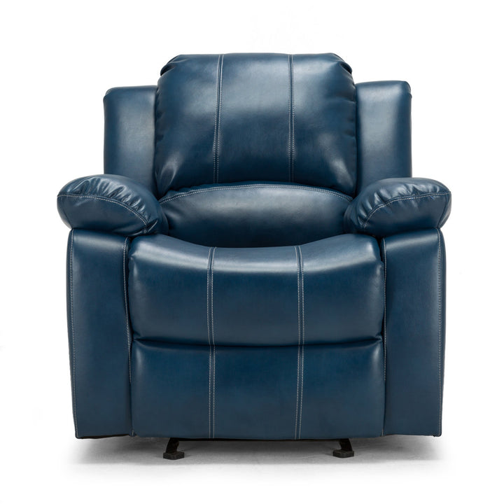 Kahler 37.75" Wide Faux Leather Manual Glider Recliner Andover Mills™ Upholstery Color: Blue Faux Leather