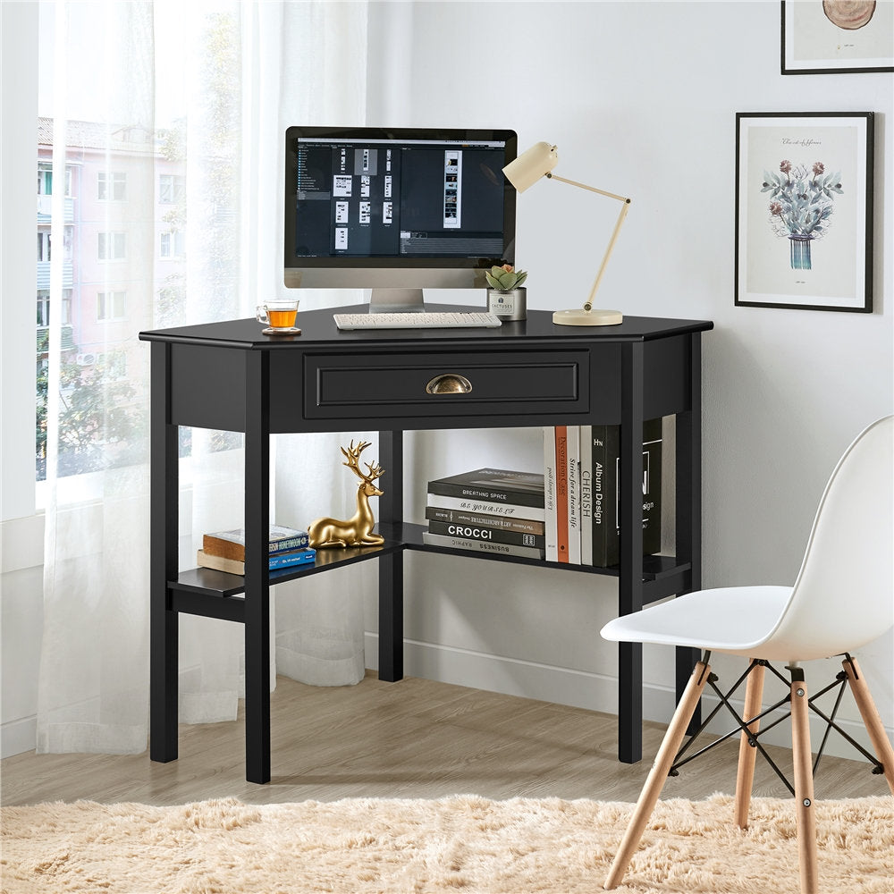 Magoon Corner Desk Longshore Tides Color: Black