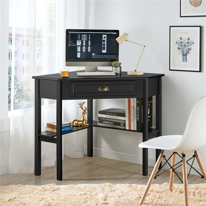 Magoon Corner Desk Longshore Tides Color: Black