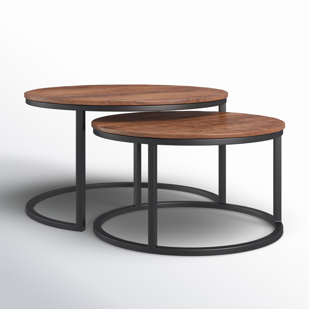Jay 2 Piece Coffee Table Set Steelside™ Table Base Color: Black, Table Top Color: Brown