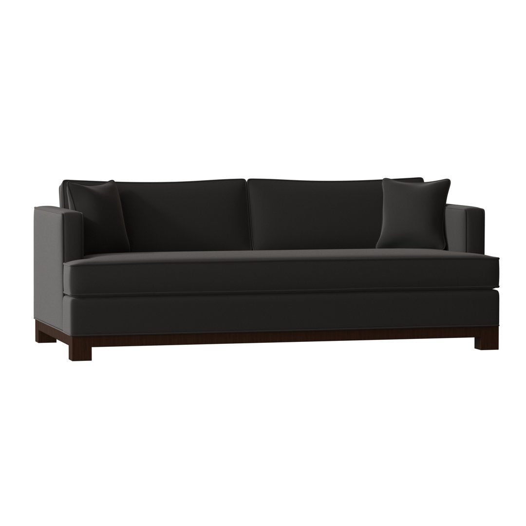 Cassidy Recessed Arm Sofa with Reversible Cushions Poshbin Leg Color: Dark Brown Size: 84 Inches Body Fabric: Aura Snow