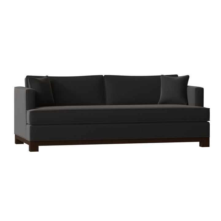 Cassidy Recessed Arm Sofa with Reversible Cushions Poshbin Leg Color: Dark Brown Size: 84 Inches Body Fabric: Aura Snow
