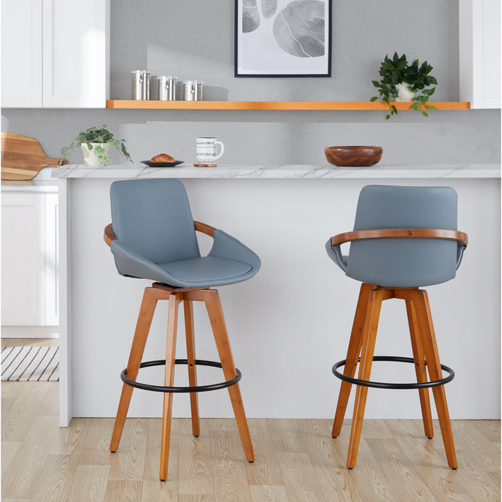 Whitacre Swivel Stool Wade Logan® Seat Height: Bar Stool (29" Seat Height), Upholstery: Gray Faux Leather