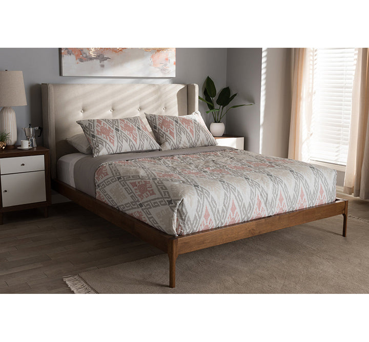 Ellerman Tufted Platform Bed Mercury Row® Color: Light Beige Size: Queen