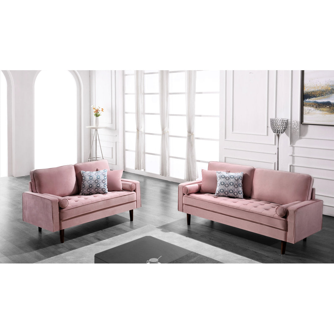 Ashfaq 57.8" Velvet Square Arm Loveseat Wade Logan® Fabric: Polyester Tea Rose