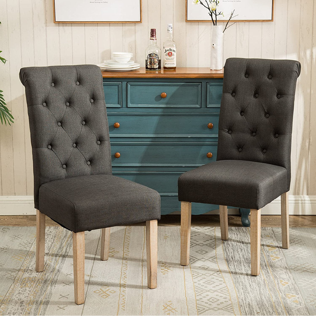 Charlotte Tufted Upholstered Parsons Chair (Set of 2) Red Barrel Studio® Upholstery Color: Charcoal