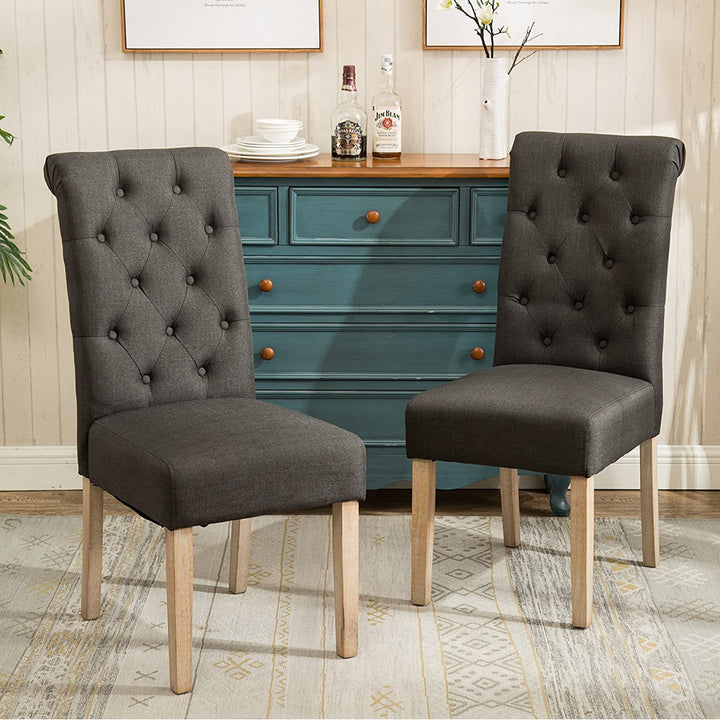 Charlotte Tufted Upholstered Parsons Chair (Set of 2) Red Barrel Studio® Upholstery Color: Charcoal