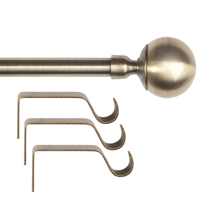 Cherell Adjustable Single Curtain Rod Red Barrel Studio® Size: 5.91" H x 86.69" W x 8.46" D Finish: Antique Brass