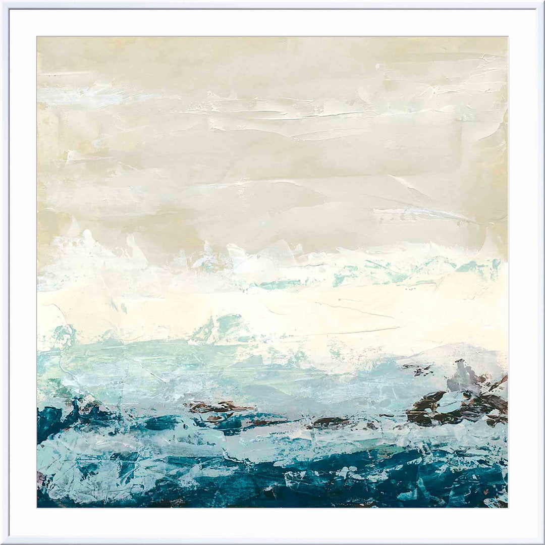 Coastal Currents I by June Erica Vess - Picture Frame Painting Wade Logan® Frame Color: Natural Size: 24"H x 36"W