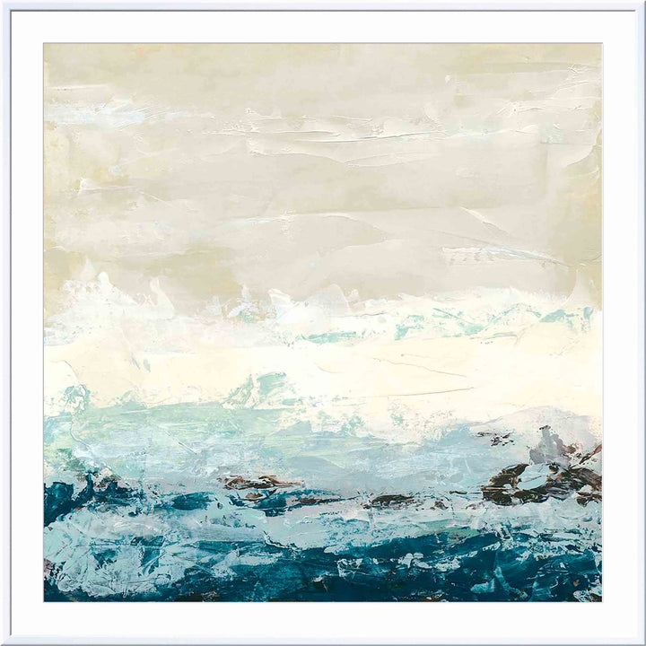 Coastal Currents I by June Erica Vess - Picture Frame Painting Wade Logan® Frame Color: Natural Size: 24"H x 36"W