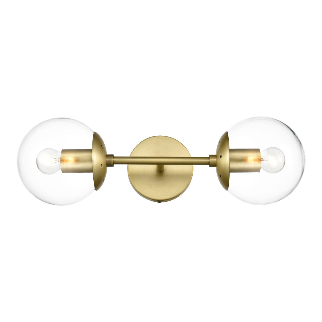 Cournoyer 2-Light Dimmable Wallchiere George Oliver Shade Color: Clear Finish: Brushed Brass