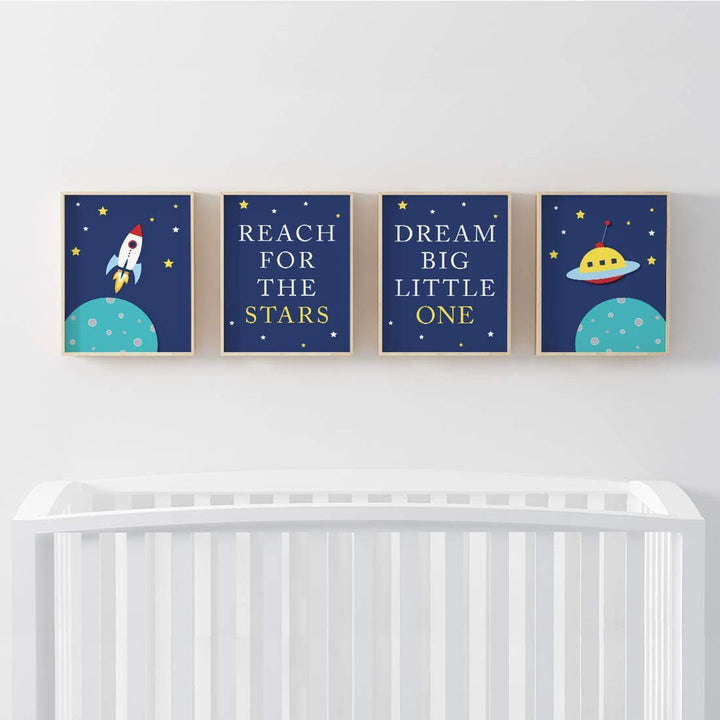 Wisner Rocket Ship 4-Piece Set Paper Print Zoomie Kids