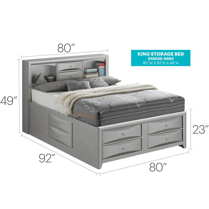 Marilla Storage Platform Bed Glory Furniture Color: Silver Size: King