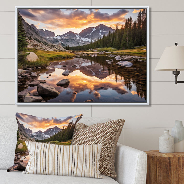 Colorado Mountain Senerity III Framed On Canvas Print Millwood Pines Size: 16" H x 32" W x 1" D Format: White Floater Framed