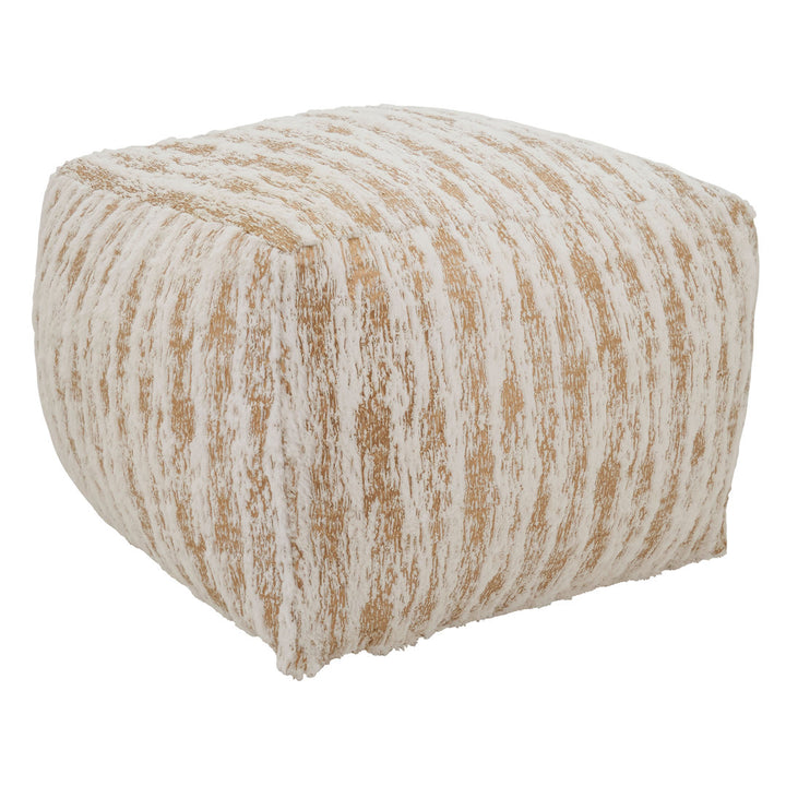 Wightman 20'' Square Abstract Pouf Ottoman Foundry Select Fabric: Gold